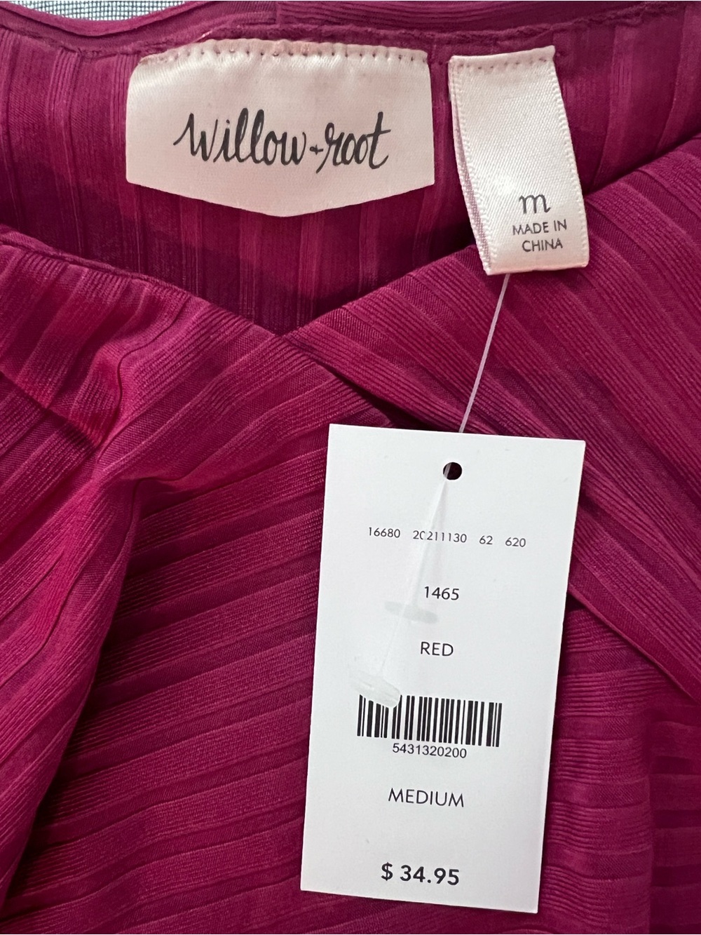 Off-Shoulder Ruffle Ribbed Long-Sleeve Top - Berry - Picture 3 of 3